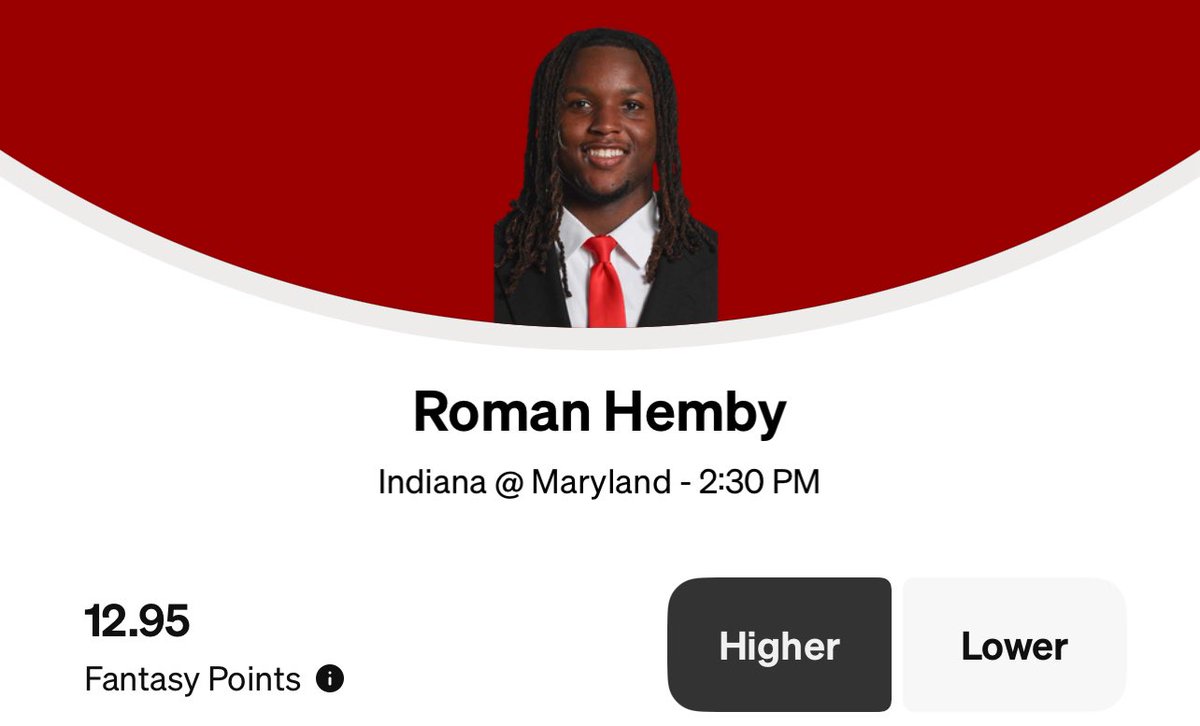 CFB POTD 💎 

Roman Hemby over 12.95 FS