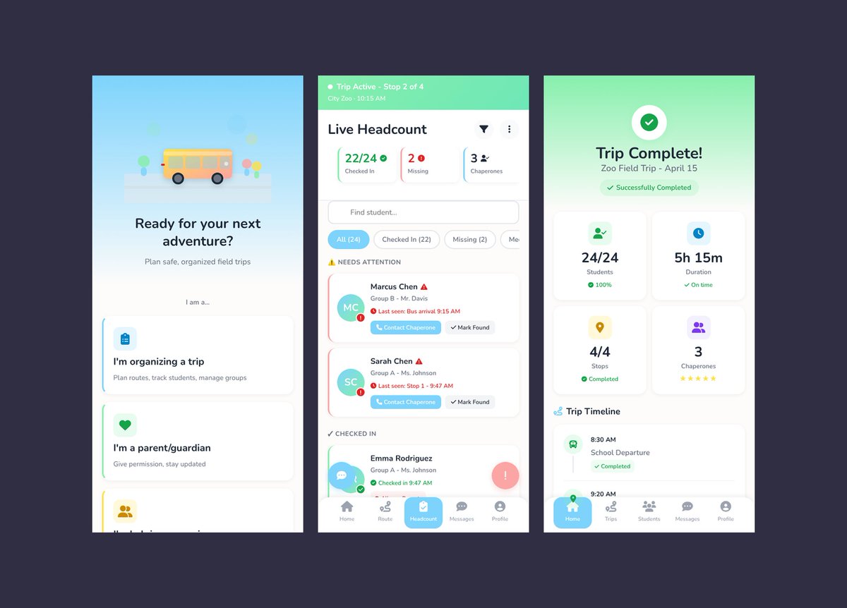 EdithDick6's tweet photo. I participated in the MoonchildAI design challenge to create a mobile app that helps teachers plan, manage, and adapt field trips with ease.

 #MoonchildTegachallenge #UIDesign #UXChallenge https://t.co/LMcCfOkFFQ