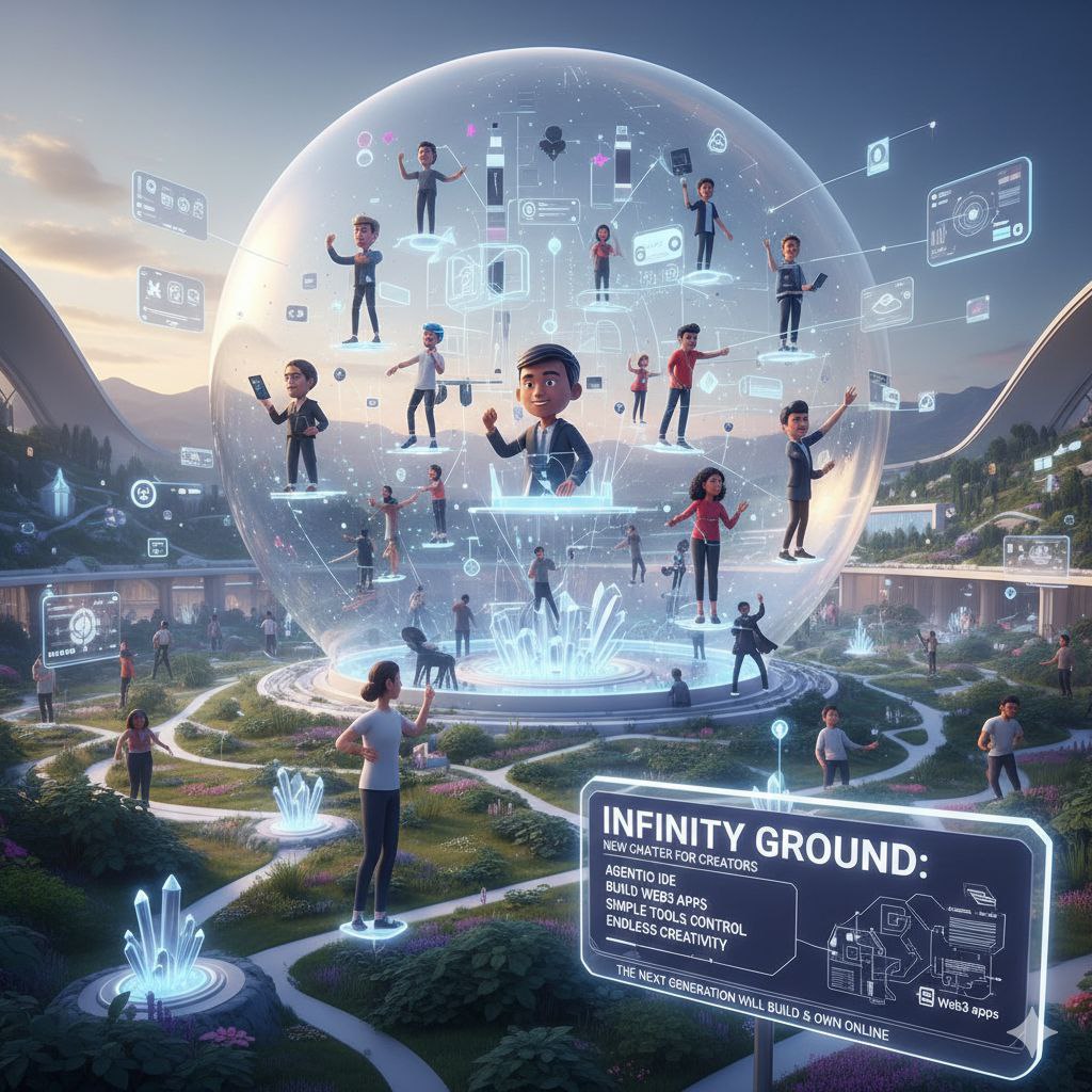 onlinedream5's tweet image. &quot; @infinityg_ai Ground is opening a new chapter for creators. Its Agentic IDE lets anyone bring ideas to life and build real Web3 apps without coding. Simple tools, full control, and endless creativity — that’s how the next generation will build and own online. #InfinityGround