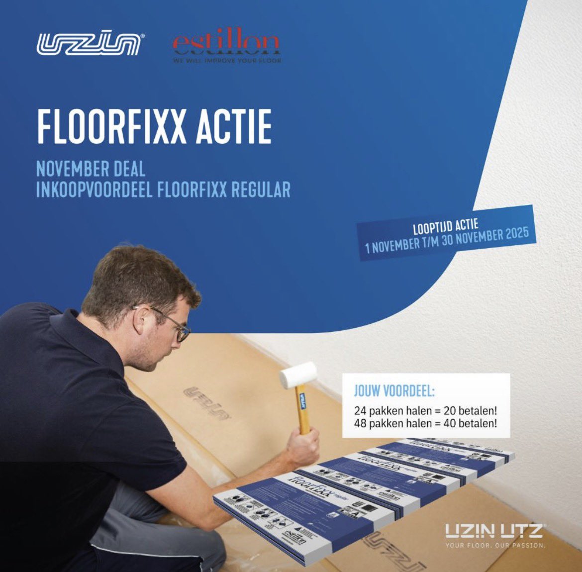 𝗗𝗲 𝗽𝗲𝗿𝗳𝗲𝗰𝘁𝗲 𝗯𝗮𝘀𝗶𝘀. 𝗡𝘂 𝗺𝗲𝘁 𝗲𝘅𝘁𝗿𝗮 𝘃𝗼𝗼𝗿𝗱𝗲𝗲𝗹.
Met Floorfixx Regular creëer je razendsnel een vlakke, solide basis voor linoleum, vinyl en homogene PVC. 

𝗚𝗲𝗹𝗱𝗶𝗴 𝘃𝗮𝗻 𝟭 𝘁/𝗺 𝟯𝟬 𝗻𝗼𝘃𝗲𝗺𝗯𝗲𝗿 𝟮𝟬𝟮𝟱 bij UZIN UTZ Nederland.