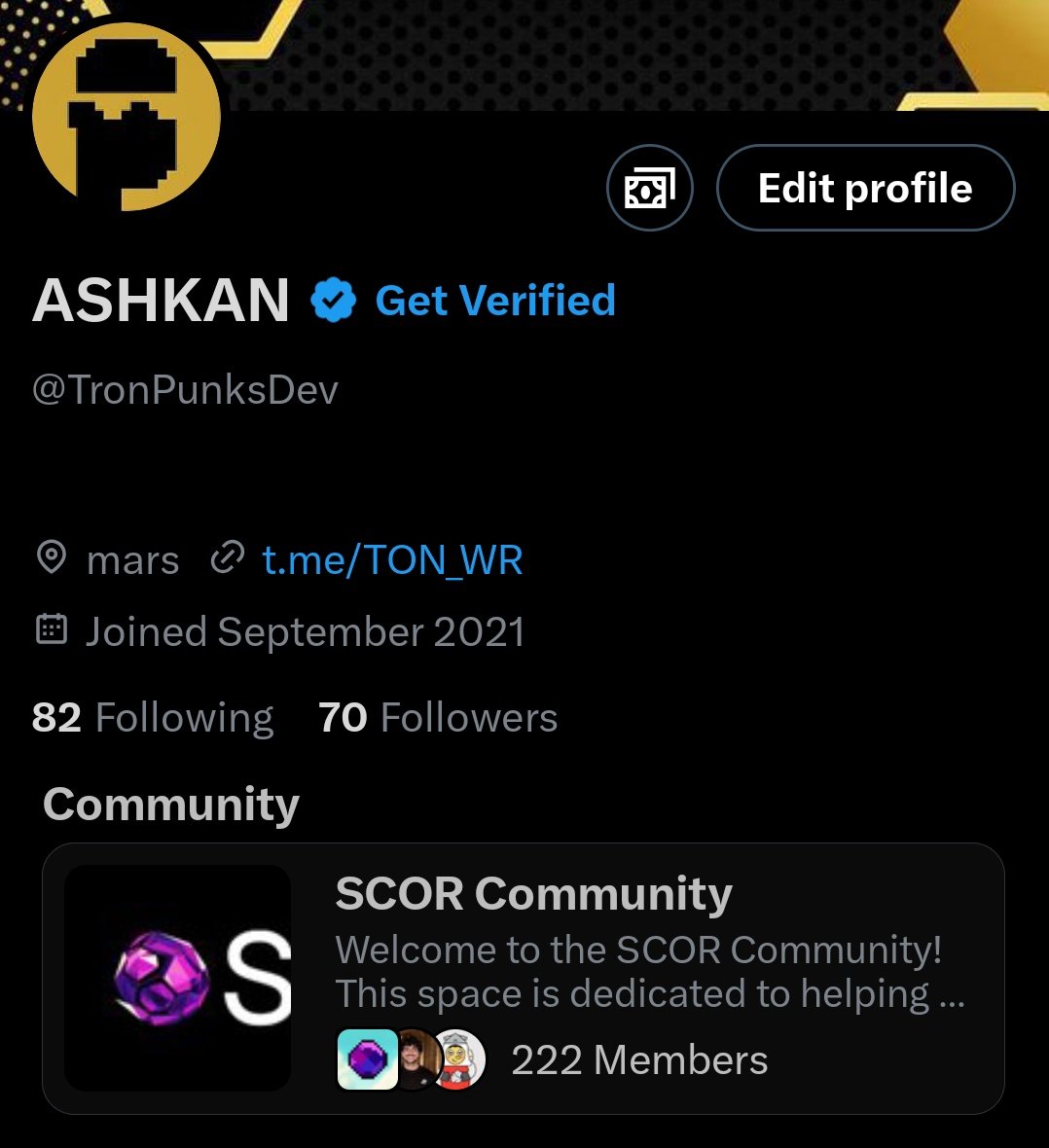 TronPunksDev's tweet image. you can spotlight on youre profile to help improve $SCOR COMMIUNITY