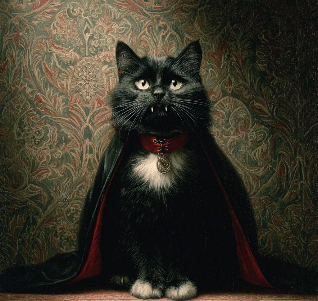 Lindy112233's tweet photo. 🐾 🧛🐾
I'm COUNT PURRACULA
From dusk to dawn...
The night is all mine...
#caturday #nightwalker
#vampirecat #meow https://t.co/8UVZnsK8qE