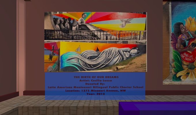 Checkout ‘THE BIRTH OF OUR DREAMS’ by Cecilia Lueza from the <a href="/Murals_DC/">MuralsDC</a> Project in our <a href="/cryptovoxels/">Cryptovoxels</a> location using the link below!  

voxels.com/play?coords=W@…
💥no login required!
💥access via web browser or download the desktop app!

#African #metaverse #museum #afrocentric