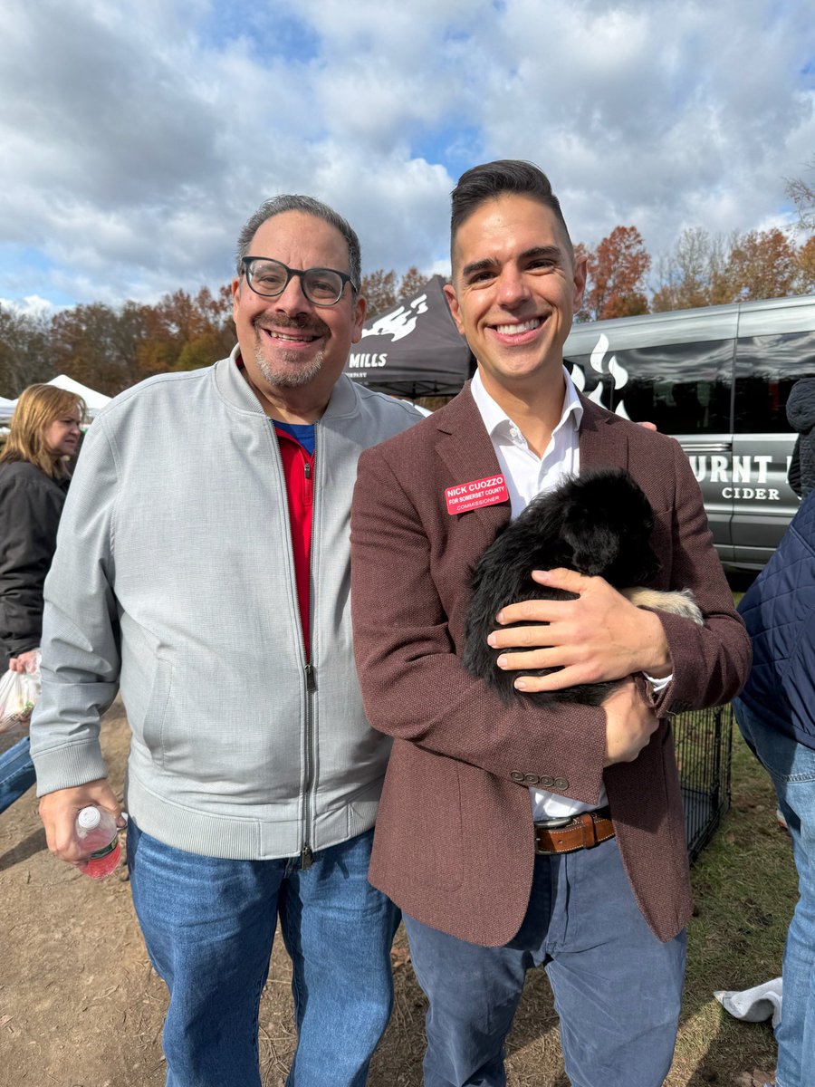 Between door knocking, Sheriff candidate Mike Manochio &amp; Commissioner candidate Nick Cuozzo visited the Bedminster Farmers Market! Mike &amp; Nick greeted residents, stopped to pet the puppies up for adoption &amp; picked up some delicious local products on a beautiful Saturday morning.