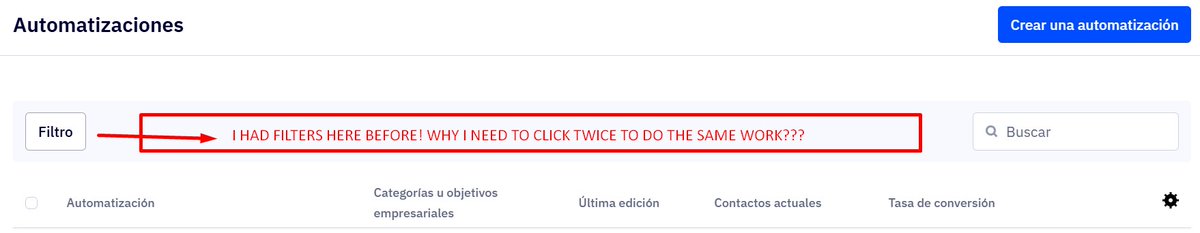 Hi <a href="/ActiveCampaign/">ActiveCampaign</a>. The new design for the campaigns page makes filtering harder. Why do I need to click twice if I could filter directly from the top bar?