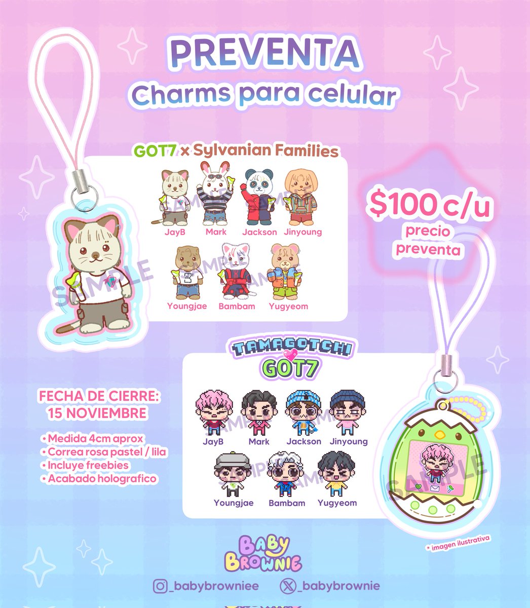 Preventas disponibles 🤠🫶🏼💚✨

Todas cierran el 15 de Noviembre.
Pueden hacer su pedido vía DM a cualquiera de mis redes:
IG: instagram.com/_babybrowniee

*Precios en pesos mexicanos + envio

#GOT7 #IGOT7 #ahgase #sanrio #tamagotchi #SylvanianFamilies