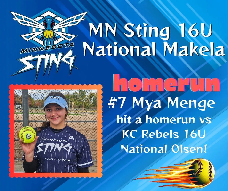 MNSting16uNatl's tweet photo. Homerun by #7 Mya Menge and a WIN to start our Saturday! https://t.co/chP4JfuXh8