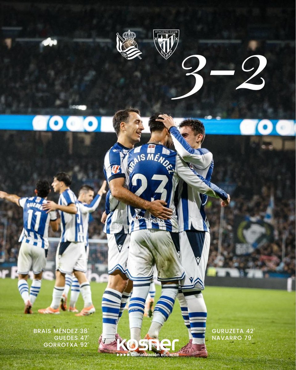 _MundoRS's tweet image. #LaLiga Partido Finalizado 
#RealSociedad 3 #AthleticClub 2

#RealSociedadAthleticClub #EuskalDerbya