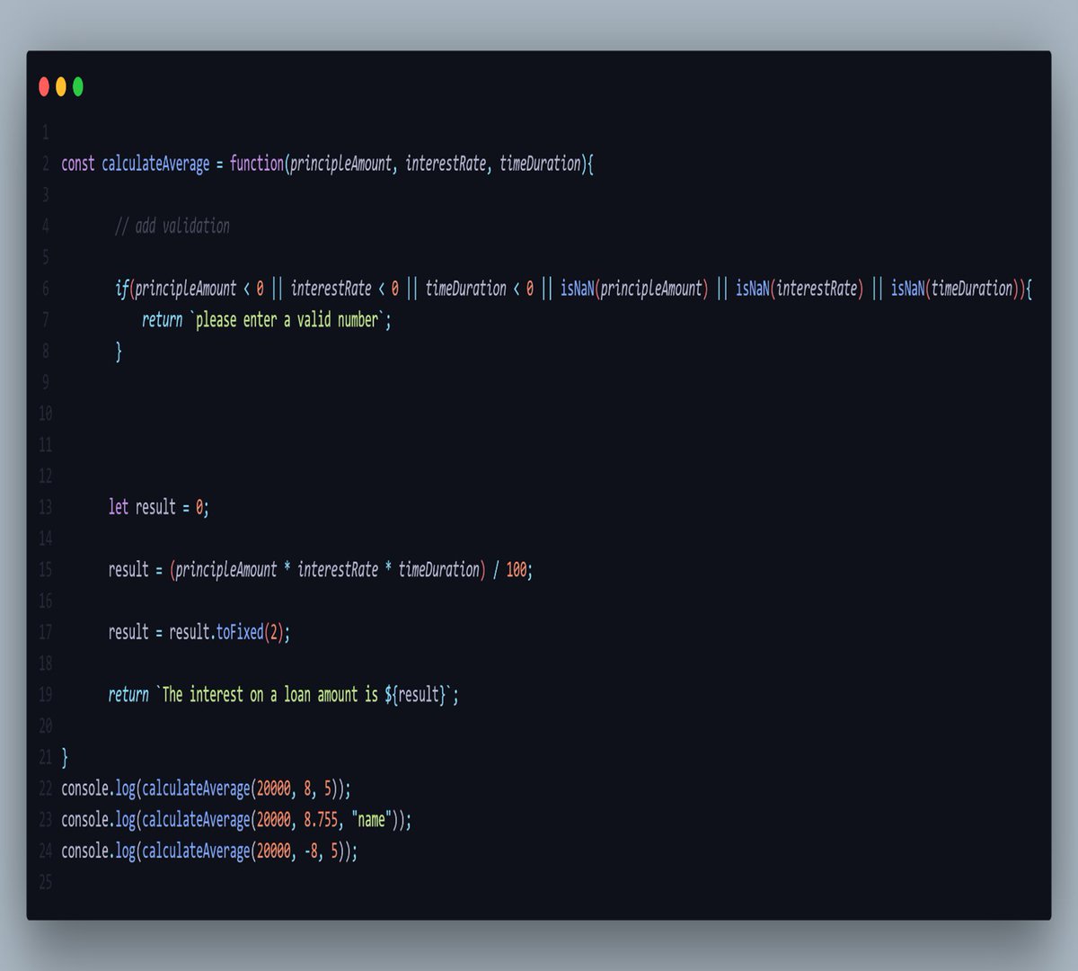 TechByteCodeX's tweet image. 🔥 Day 5 of my Coding Journey!
✅ Found all the factors of a given number
✅ Calculated Simple Interest on a loan amount
Turning logic into clarity and code into confidence 💪
Growing stronger with every line of JavaScript 🚀
#100DaysOfCode #JS #LogicBuilding #CodingJourney