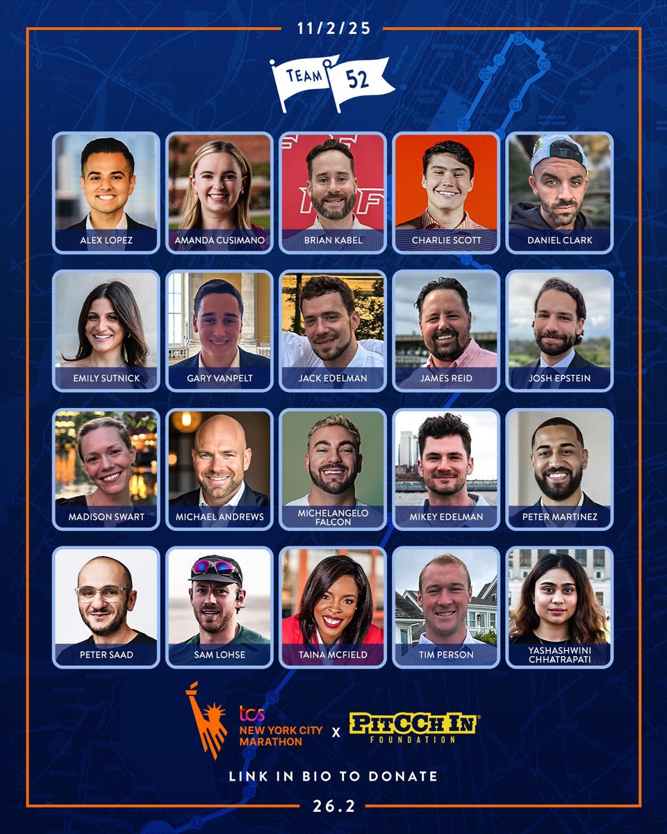 We’re honored to continue as an official charity partner of the 2025 NYC Marathon and feature an incredible group of runners representing Team 52! 🏃🏃‍♀️🥇

Best of luck to all participants! We can’t wait to cheer them on! 🗽