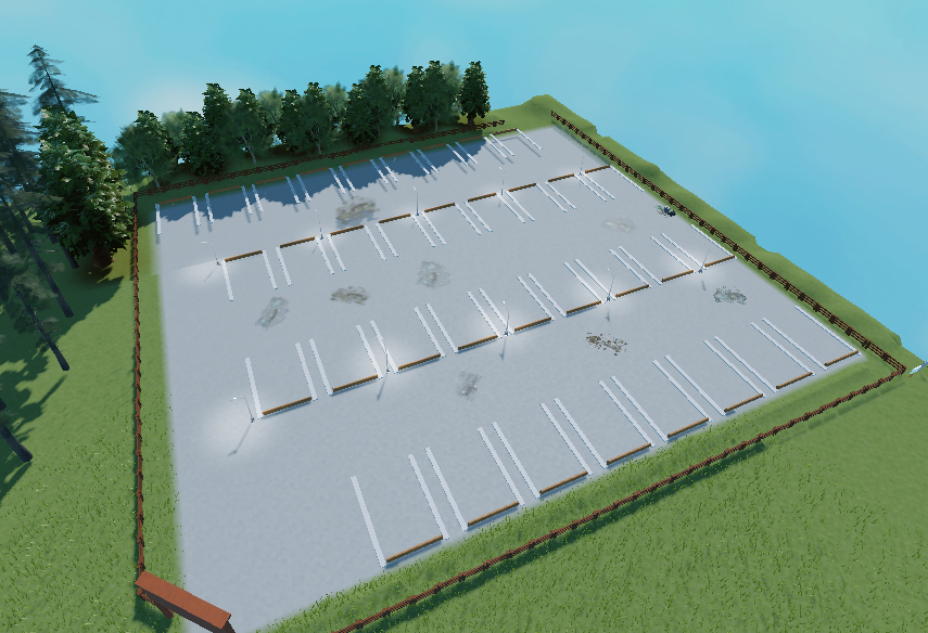 Mlemop's tweet photo. uhhhh i think i'm done with the parking lot idk if i should keep the light tho since it's like a camp outside in the nature so there shouldn't be any lamp post idk https://t.co/xQap9YzfJ3
