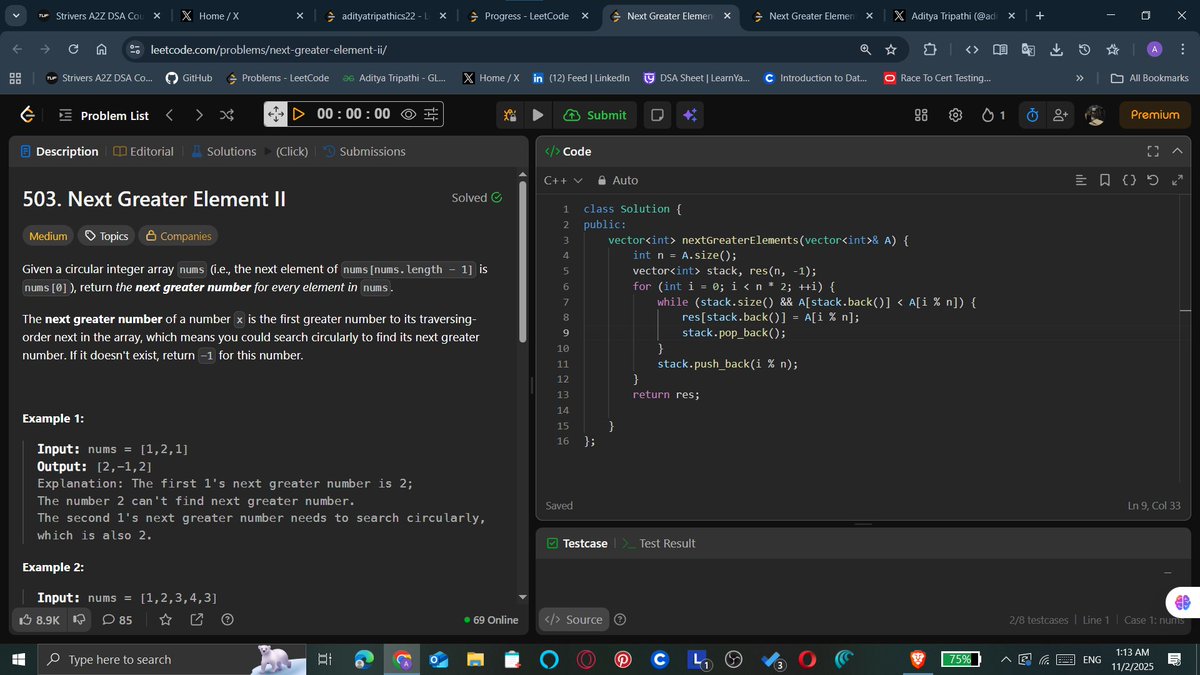 adityacs22's tweet image. Day 69 of my #100DaysOfCode challenge!🚀
✅Problem no. --> 496 ,503 #LeetCode #DSA
#buildinpublic #developing #DevCommunity