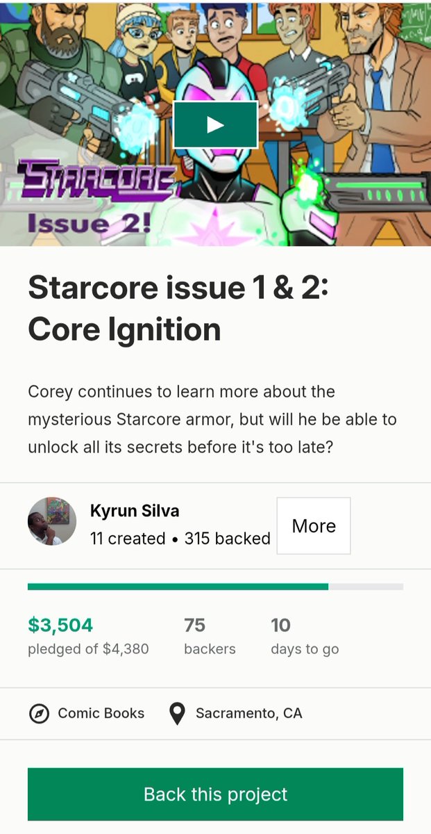 kyrun49's tweet photo. 80% funded!
Less than $900 to go!!
Help make the hottest book in the galaxy come to life!!!
Head to https://t.co/8s2eBmxBOd today
#tauruscomics #starcore #indiecomic #comicbooks #Kickstarter #kickstarterReads https://t.co/bQdpdNuAcB