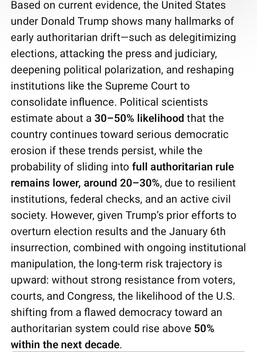 AFighter76's tweet image. Don't believe Trump is America's Hitler?

Don't just believe JD Vance (he said it too), but when asked about these similarities and future trends or probability, AI gives an outlook...