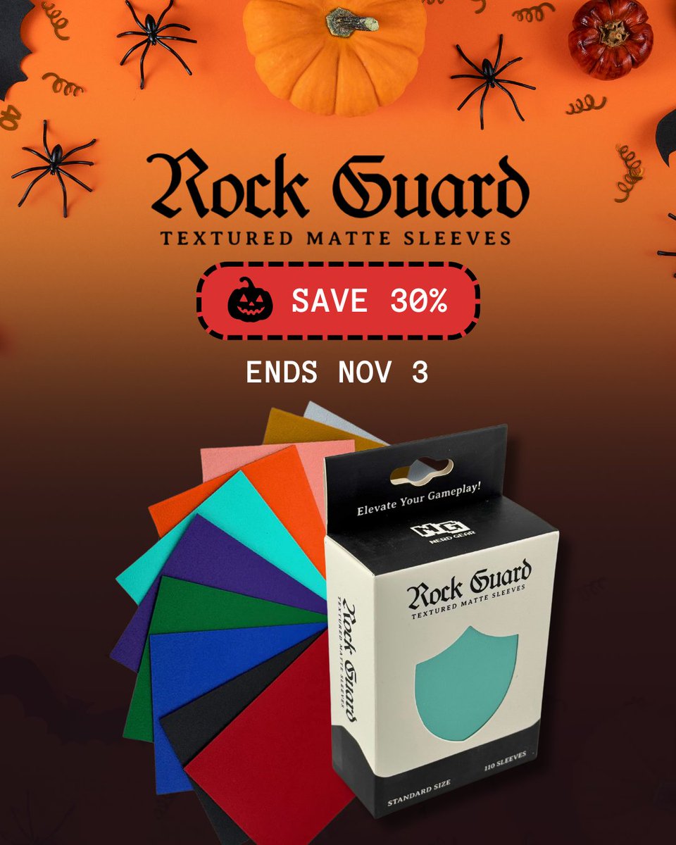 😈 HALLOWEEN SALE: GRAB YOUR ARMOR! 🛡️ 

Protect your valuable cards from the ghouls and goblins of the tabletop! Rock Guard Premium Sleeves are thicker, more durable, and give you the best non-stick shuffle on the market. Get 110 premium sleeves—perfect for Commander. 

Lock in