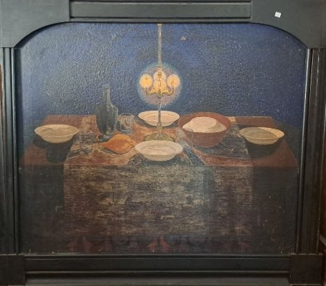 Caterina_Sanna's tweet image. Stanotte, in molte case della Sardegna, la tavola resterà imbandita per i cari defunti che, lievi, verranno a trovarci. Si sazieranno del profumo del cibo, del calore della casa e poi andranno via contenti.

&quot;La cena dei morti&quot; (1910 ca) #FrancescoCiusa 

#SpazioIlisso #Nuoro