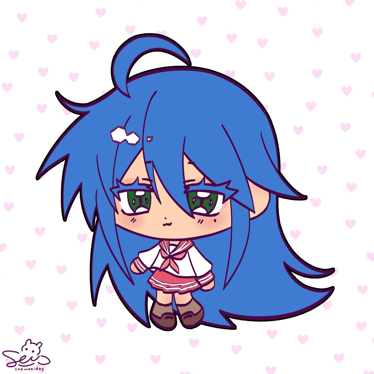 chewseiday's tweet image. 1/4 of my Lucky Star fan art!
♡ #luckystar #KonataIzumi #chibi #fanart