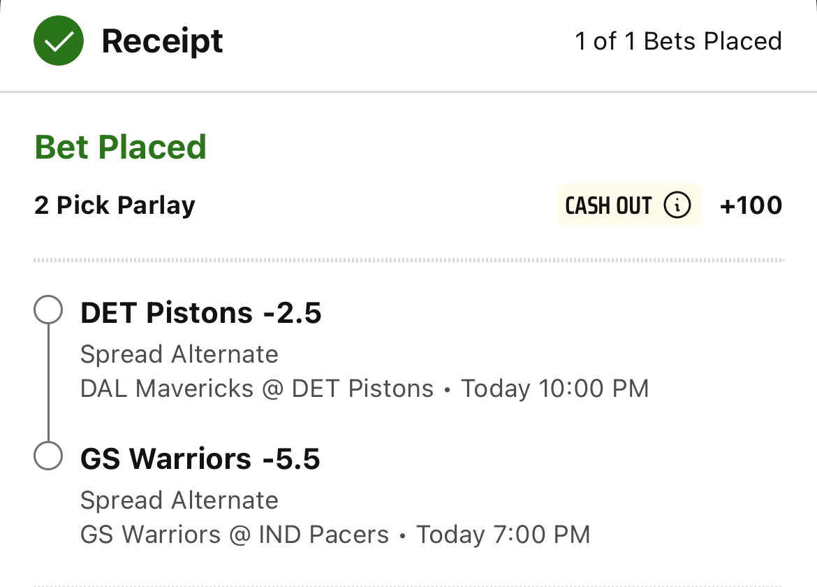 BetsHandic51998's tweet photo. NBA Play of the day 11/1

Pistons -2.5 &amp; Warriors -5.5 for +100 @DKSportsbook 

We really don’t like the board at all today, but we make a play FOR THE PEOPLE

Mavs are down everyone, and so are the Pacers. Warriors have a gauntlet of a schedule. Need this win. Cade Cunningham ⏰ https://t.co/GM8lsyadt0
