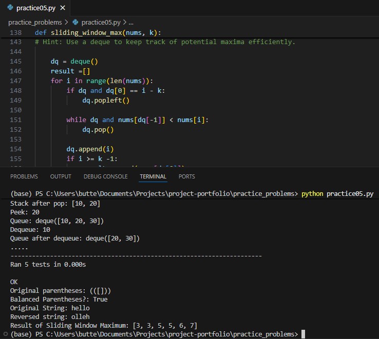 I added a Sliding Window Maximum method by using Python Programming.