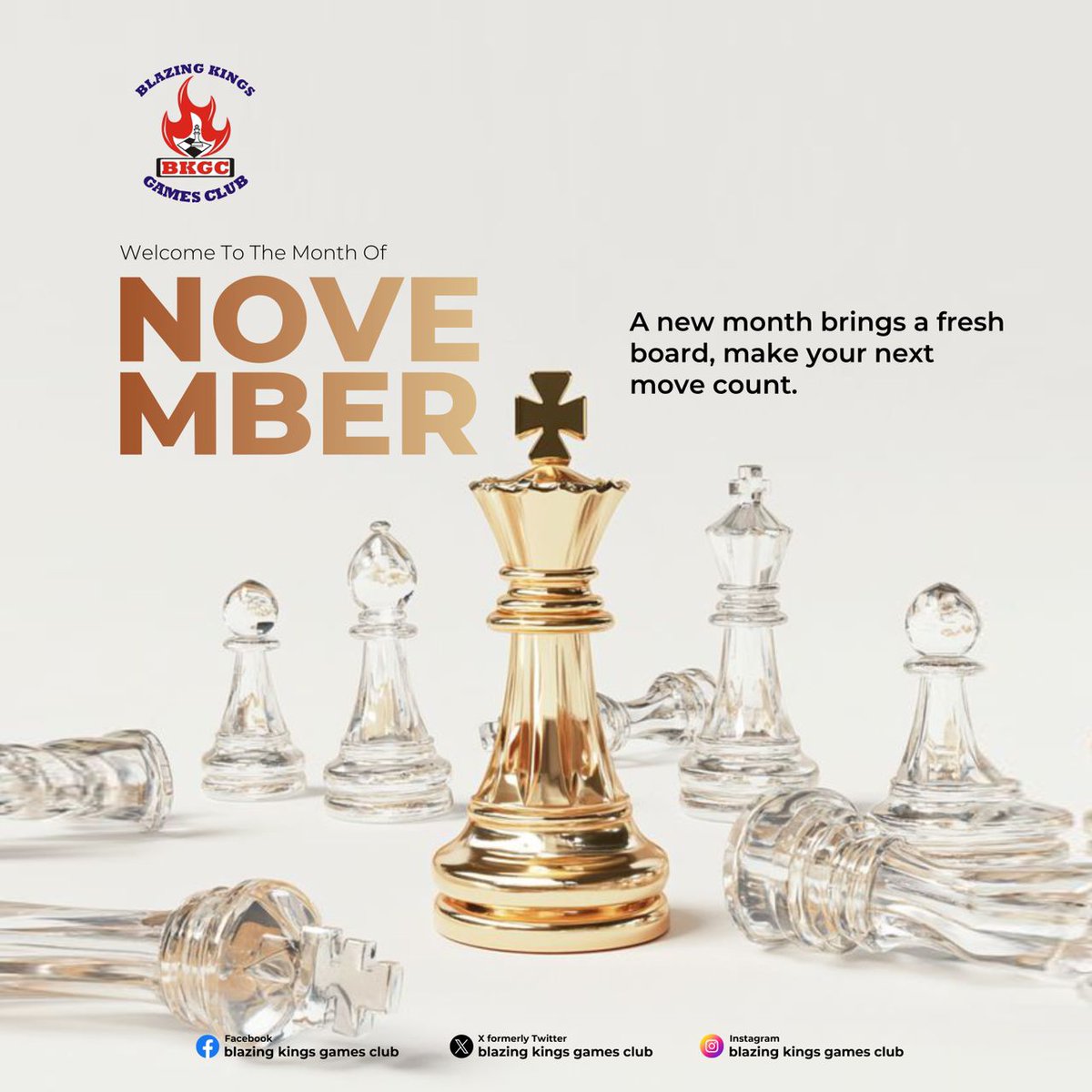 A new month brings a fresh board, make your move count!

With love from all of us at BLAZING KINGS GAMES CLUB❤️!