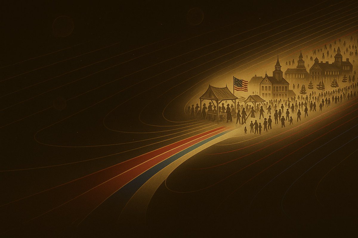 realmfoster's tweet photo. This is gonna sound weird: but I kinda believe in a version of the anthropic principle that says America produced so much wealth and population growth globally that any conscious being is disproportionately likely to have emerged in a universe where American was founded, so certain inexplicable events happened specifically to bring America into existence.
