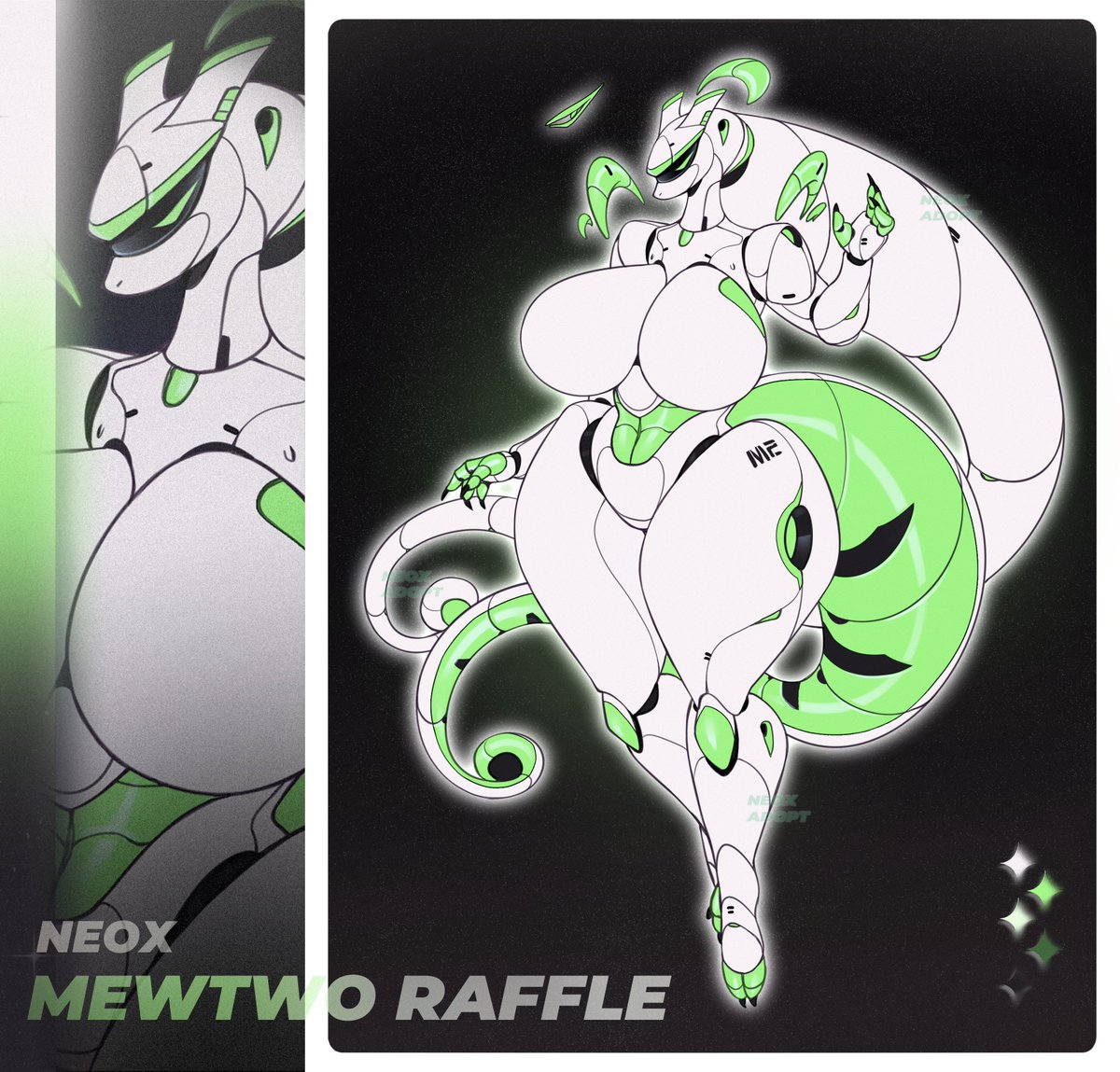 Mewtwo Bot RAFFLE🤍
Thanks for 1K followers!  

・Follow + Like + RT to enter  

She comes with an alt color palette + nude ver! Winner gets all PNGs + can request color/genital edits. If this hits 300+ RTs, the winner also gets a sketch of her!

Raffle ends in 10 days, good luck