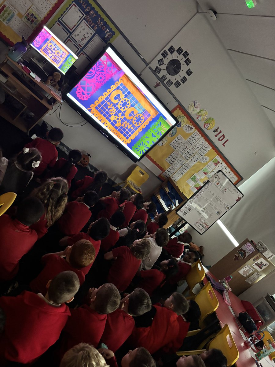 Part 2 of Halloween fun for P2a. We joined P2 to watch Coco as we have been learning about Dia De Los Muertos 💀 great end to full day of Halloween fun in class 🎃🧙🧪<a href="/CorpusChristi_K/">Corpus Christi PS</a> <a href="/MissWaugh_CCPS/">Miss Waugh</a> <a href="/MrsMaden_CCPS/">MrsMaden 🇪🇸</a>