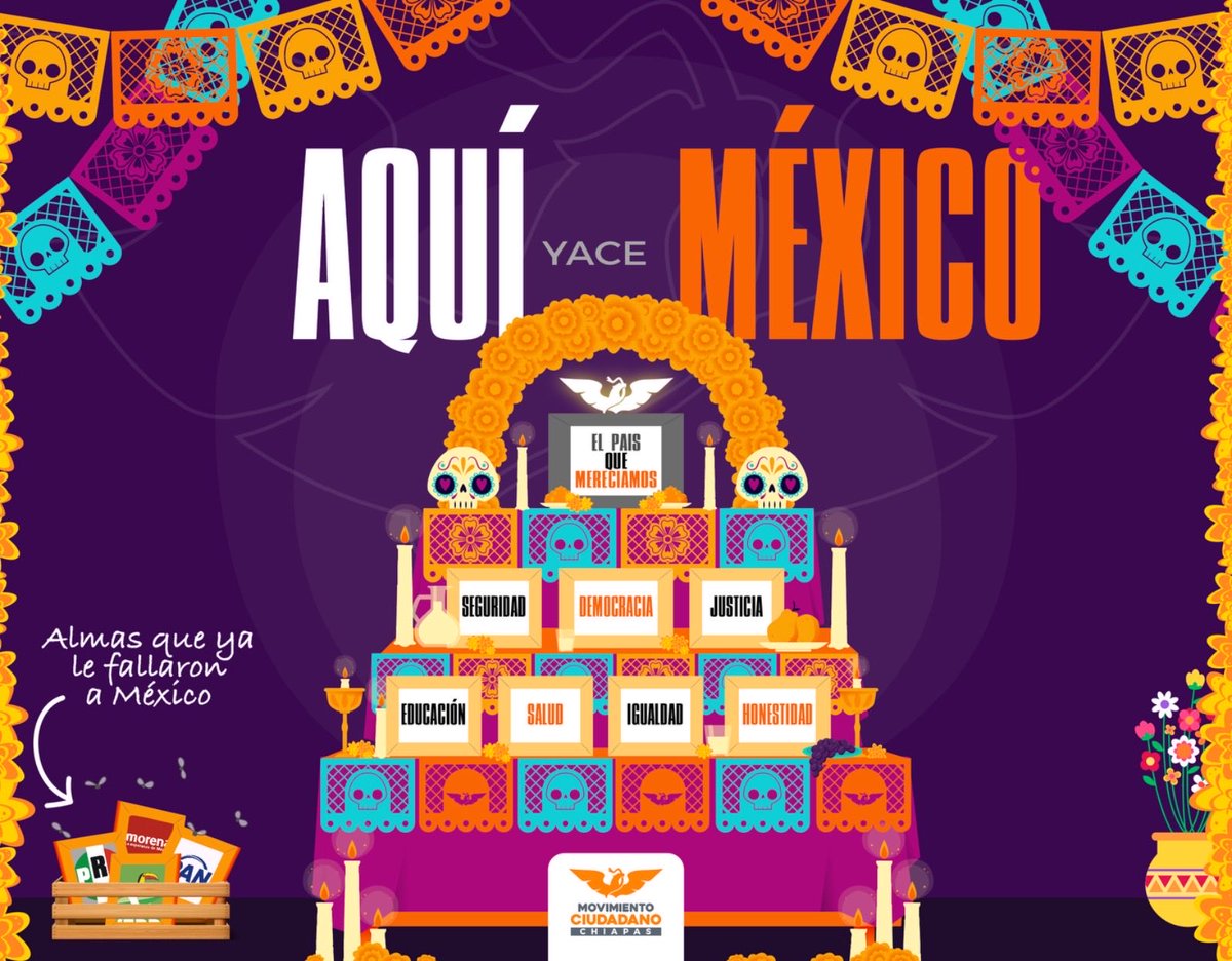 MovCiudadanoChp's tweet photo. Porque en Movimiento Ciudadano no lloramos el pasado… lo honramos y trabajamos por el México que merecemos.🧡✨
#DíaDeMuertos 
@MovCiudadanoMX https://t.co/mVYZ8nFRb1