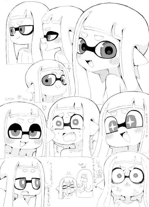 改めてイカちゃんの顔練習♥ 可愛くしたくて色々悶々考えてます!右下こわ! 