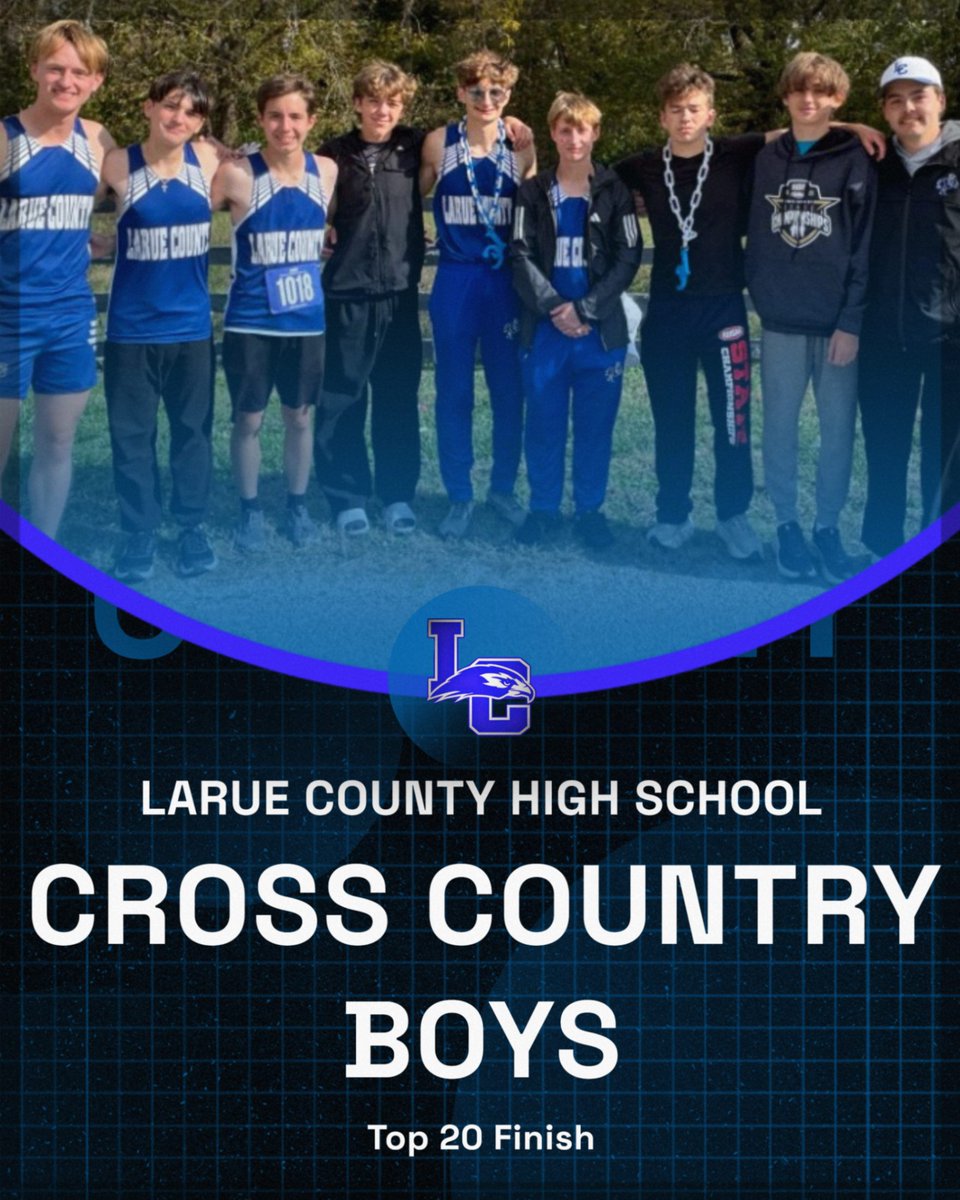 laruecohawks's tweet image. Congratulations to Coach Marcus Abel and the LaRue County High School boys cross country team on their top-20 finish at the 2025 KHSAA State Championships today in Lexington.  Great work Hawks!