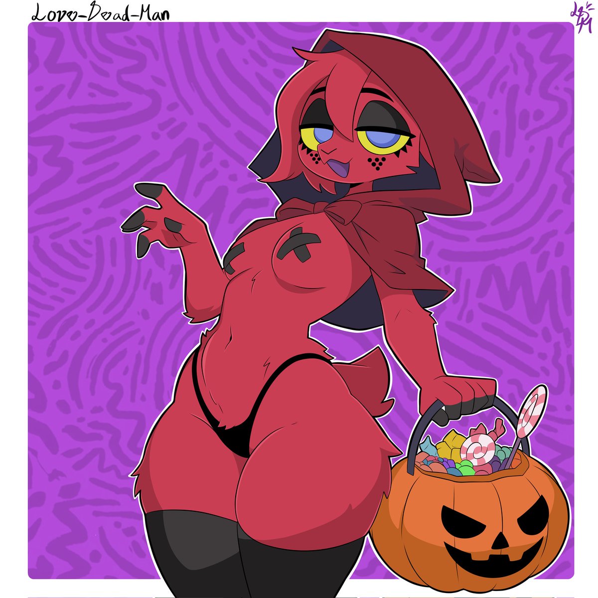 Another Halloween drawing, this time by Sally. 💚💚💜🐐

#furry