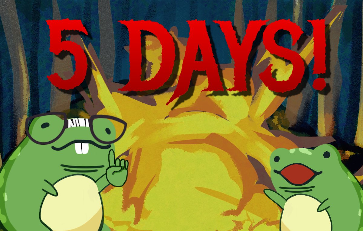 5 DAYS TILL LAUNCH! Wishlist Frogmageddon on Steam! store.steampowered.com/app/3201190/Fr… #frogs #Steam #gaming