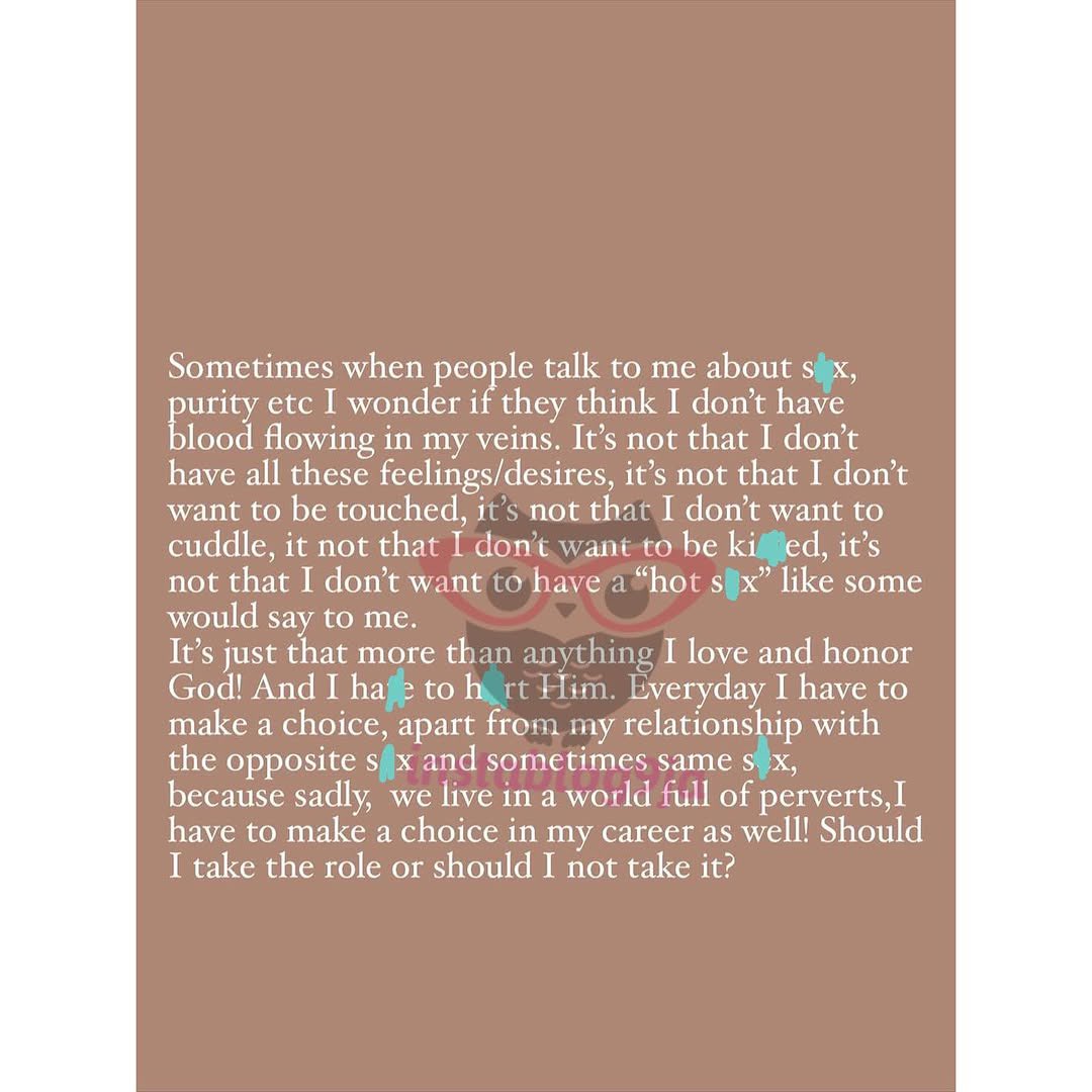 instablog9ja's tweet image. Actress Juliana Olayode writes about being celibate as she shares the sacrifices she has had to make because of her faith