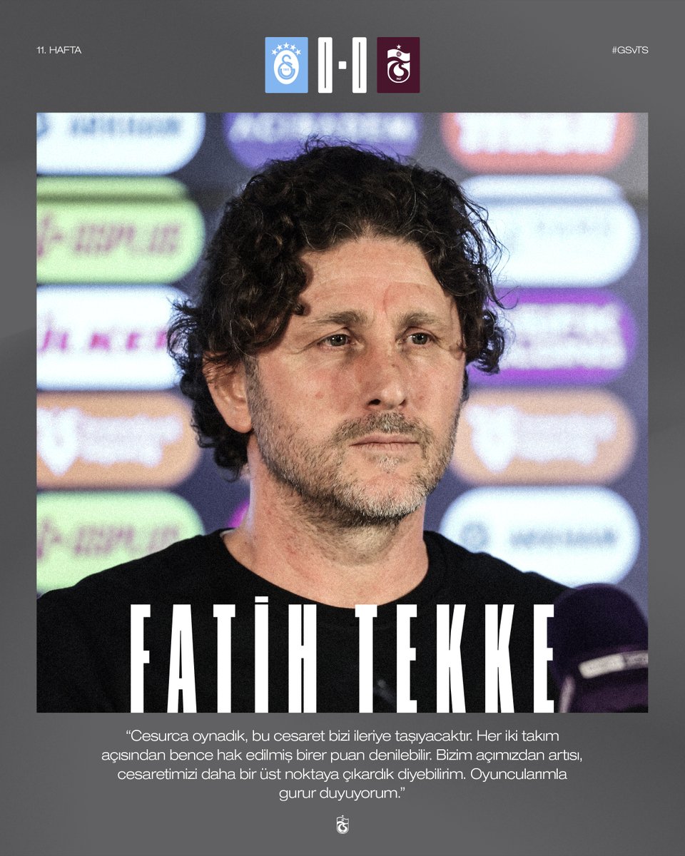 Teknik Direktörümüz Fatih Tekke'nin Galatasaray maçı değerlendirmesi

🔗 trabzonspor.org.tr/tr/haberler/te…