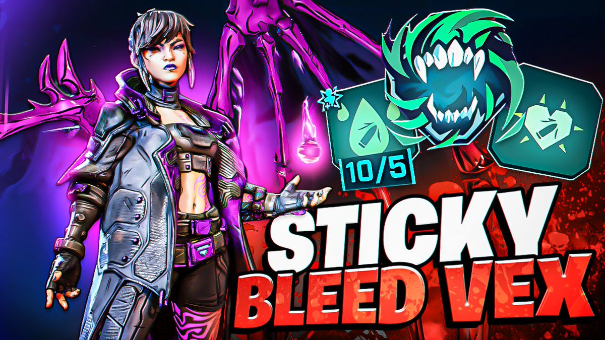 TheBuildHubGG's tweet photo. VEX STICKY BLEED

BUILD VIDEO: https://t.co/0m39Kez0ka

WEAPONS:
Ceramic Bod w/ Torque Sticky Mag & SMG Mode
Birt's Bees / Kaoson

GEAR:
Throwing Knife w/ Penetrator Augment
Deadalus Purple Enhancement w/ Accelerator & triple weapon damage
Timekeeper's New Shield or Watts w/ Siphon & Amp
Shiny War Paint w/ Enrage
Rending Psion Class Mod w/ +5 to Bloodletter

FIRMWARE:
3 Piece Deadeye
2 Piece High Caliber

GREEN SKILL TREE:
Leeching Attunement
Bloodletter
Grave Implements
Grave Power
Target Prescience or Material Components
Drink Full
Mortal Terror
Ars Arcana
Essence Leech
Blood is Power
Energy Vampire Augment
NO Capstone

BLUE SKILL TREE:
Idle Hands

SPECIALIZATIONS:
The Best Defense
Riddle You This
Contamination
I am a Gun

#Borderlands4