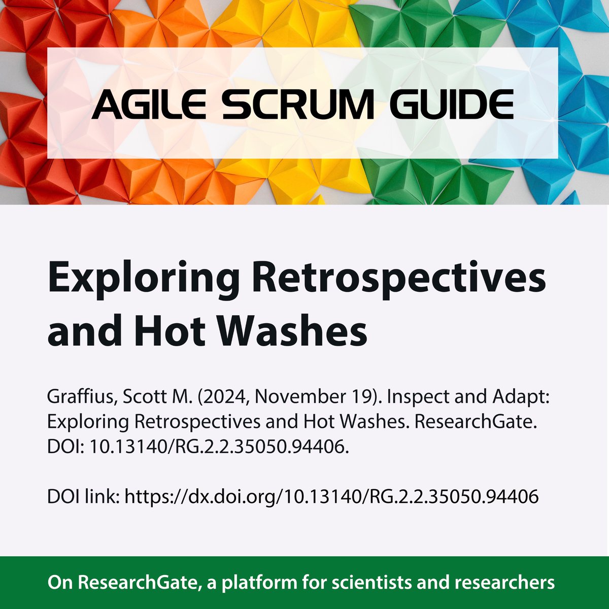 AgileScrumGuide's tweet photo. Article: Exploring Retrospectives and Hot Washes

🔗 https://t.co/9fsCoJcJ7j

ℹ️ Graffius, Scott M. (2024, November 19). Inspect and Adapt: Exploring Retrospectives and Hot Washes. ResearchGate. DOI: 10.13140/RG.2.2.35050.94406.

🏷 #Agile #Retrospective #HotWash #InspectAndAdapt https://t.co/8i6whpEZKU
