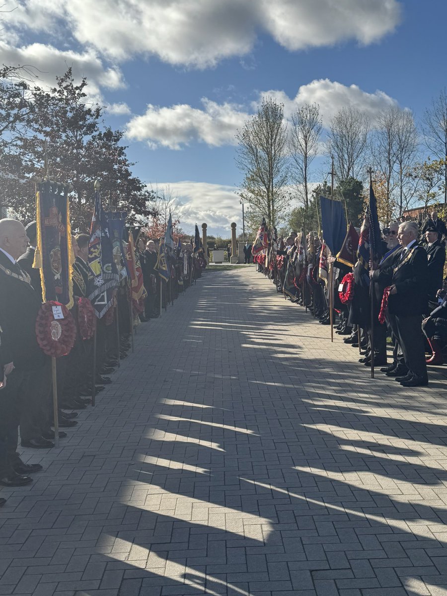 The pathway to the Masonic Memorial Garden at today’s Freemasons’ National Service of Remembrance at <a href="/Nat_Mem_Arb/">National Memorial Arboretum</a> - with banners from across <a href="/UGLE_GrandLodge/">United Grand Lodge of England</a> lining the route.

#Freemasons
