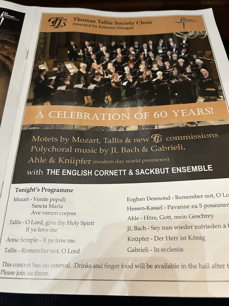 In the beautiful setting of St Alfege Church the Thomas Taillis Society Choir had a celebration of 60 years! With beautiful music, among the choir one of the bases is a dear friend. <a href="/TTSoc/">Thomas Tallis Society</a>