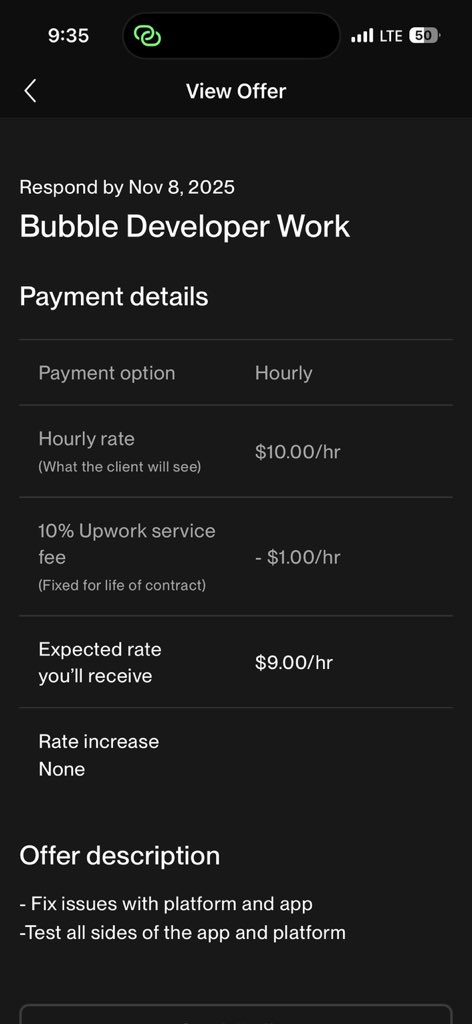 techwithnimmy's tweet image. Started the month with a contract and a upfront payment bonus! 🎊🎊😅

Thank you @bubble and @Upwork