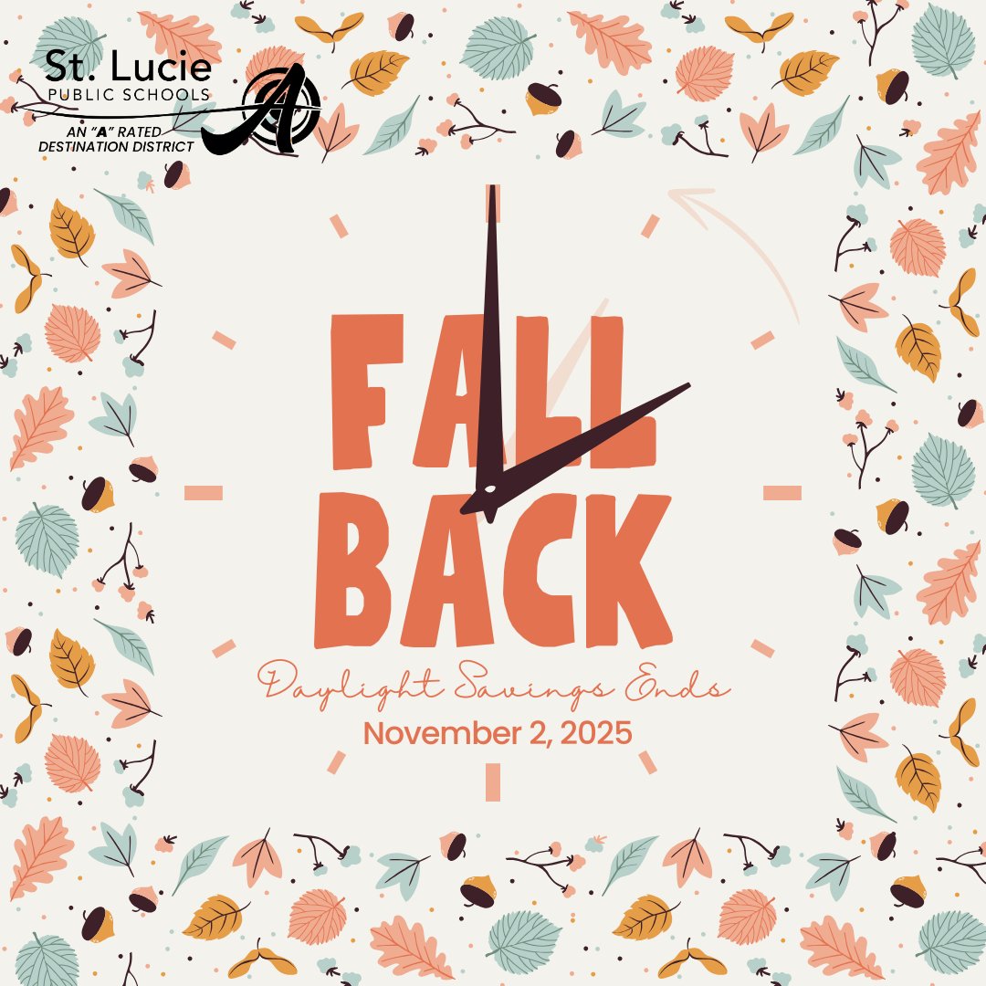 🕰️ Time to Fall Back!
Daylight Saving Time ends on Sunday, November 2. Don’t forget to set your clocks back one hour before bed! 🍂