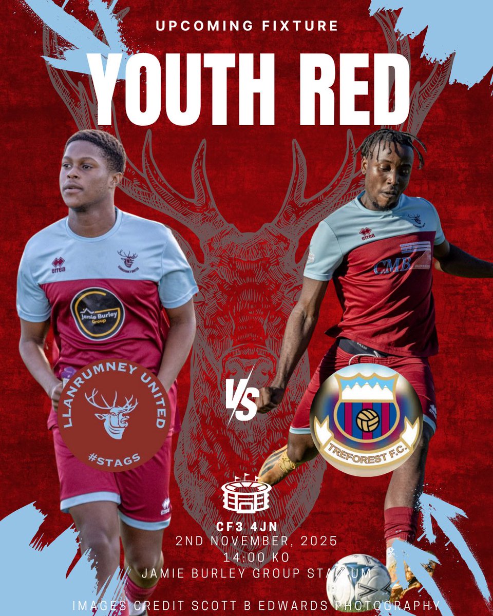Llan_UtdJuniors's tweet photo. Big weekend of home action for the #Stags! 🔥

We’ve got three Men’s games to get behind this Sunday:

⚽ Youth Red take on Treforest
⚽ Youth Black face Canton Rangers
📍 Both kick off at 2pm at the Jamie Burley Group Stadium

Meanwhile, our Vets are at Llanrumney University 3G to battle Ely Sports.

Let’s show our support and help all three squads bring home 3 massive points each! 💪🦌 #Stags