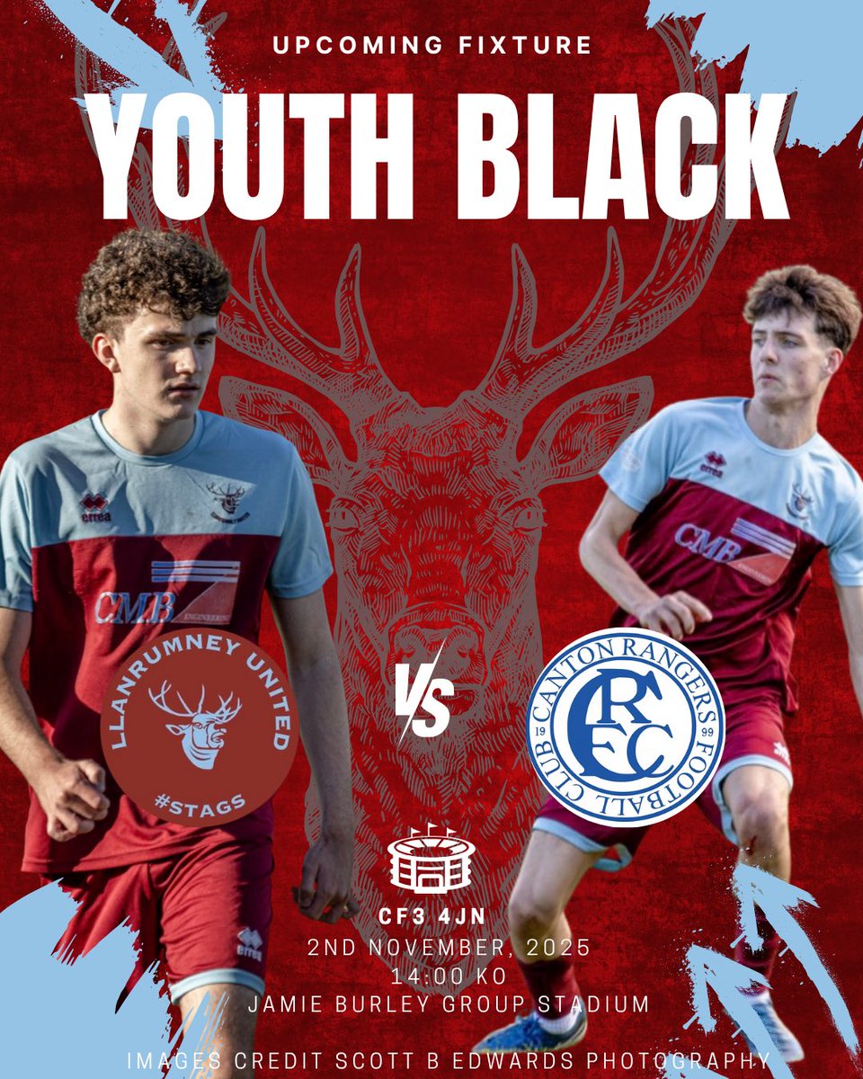 Llan_UtdJuniors's tweet photo. Big weekend of home action for the #Stags! 🔥

We’ve got three Men’s games to get behind this Sunday:

⚽ Youth Red take on Treforest
⚽ Youth Black face Canton Rangers
📍 Both kick off at 2pm at the Jamie Burley Group Stadium

Meanwhile, our Vets are at Llanrumney University 3G to battle Ely Sports.

Let’s show our support and help all three squads bring home 3 massive points each! 💪🦌 #Stags