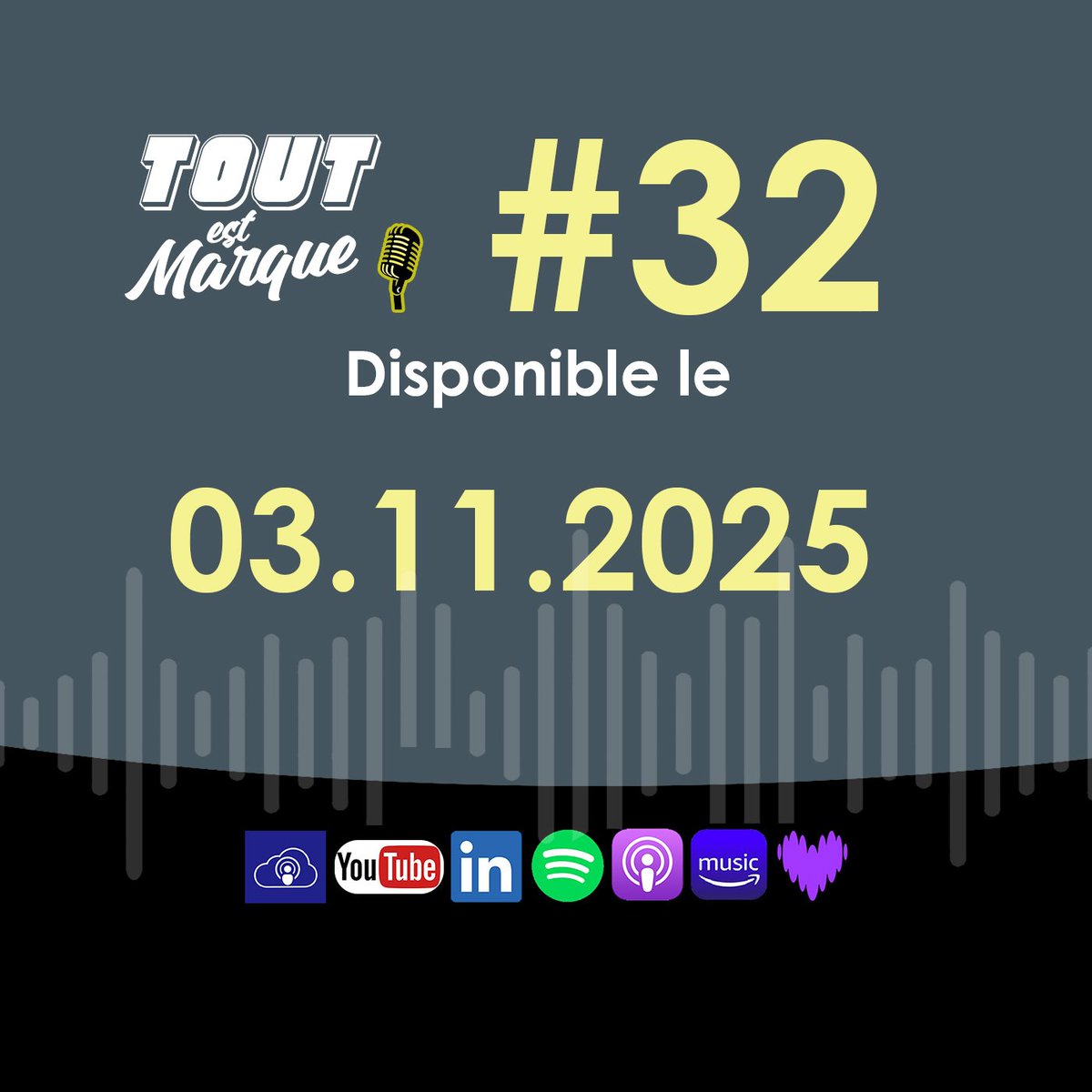 fxgoudemand's tweet photo. Retrouvez le #podcast #TOUTESTMARQUE sur toutes les plateformes : #spotify, #youtube, #deezer, #podcloud, #amazonmusic, #applepodcast et #podcastaddict. 
🎧En libre écoute, 5 épisodes par mois ! #branding #strategie #marketing https://t.co/yzIjJ9iZJ3