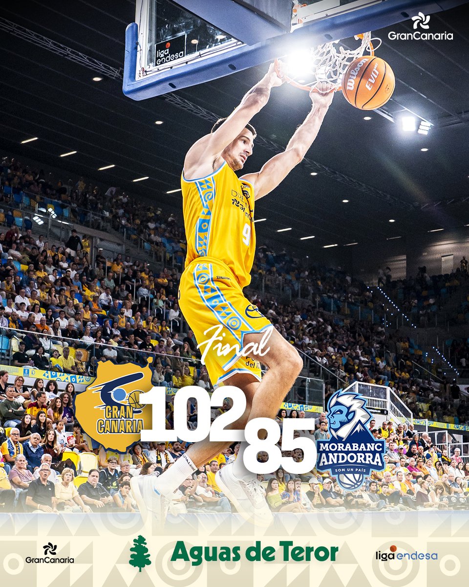 GranCanariaCB's tweet photo. 🏀 Final: 

🐥 Dreamland Gran Canaria 102
🔵 MoraBanc Andorra 85

🔥 #VamosGranca https://t.co/dDETRVcj4B