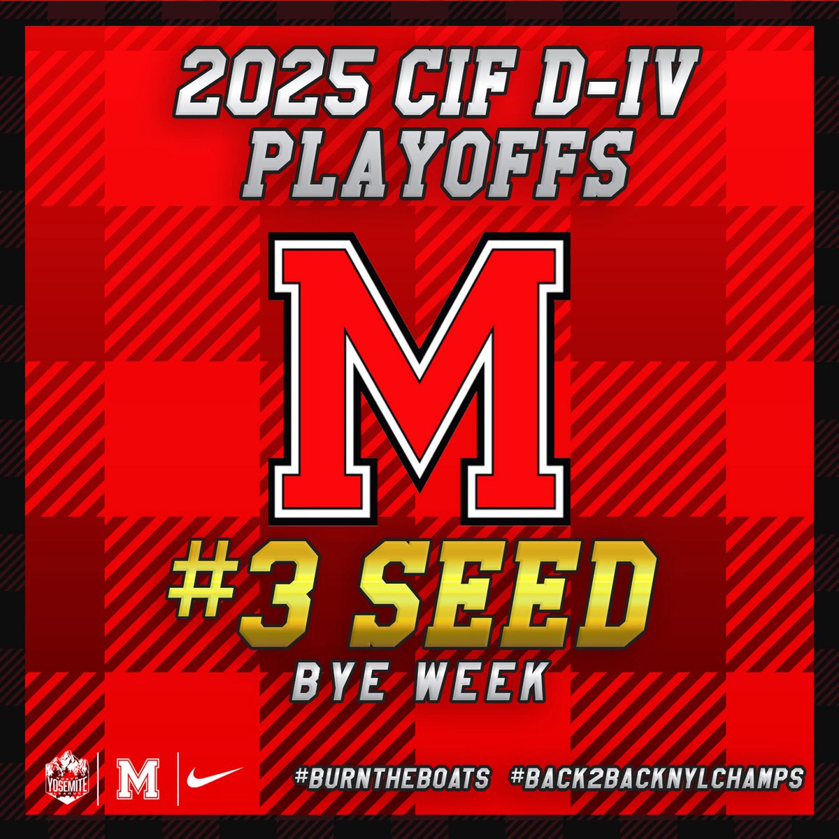 McLaneGridiron's tweet photo. Your Back-to-Back NYL Champions have officially secured the #3 seed in the 2025 CIF Division IV Playoffs! 🏆
We’ll have a bye this upcoming week as we await the winner of the Santa Ynez vs. Dos Palos matchup.

#HighlanderFootball⚔️ | #BurnTheBoats🔥 | #RISE | #Back2BackNYLChamps https://t.co/johZwmy376