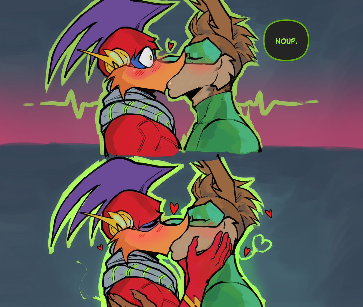 MaxDraws1's tweet image. Tech x Rev comic: This comic is a DC Vampires parody! (Btw, the original scene was super gay to me HAHA) #comic #loonaticsunleashed