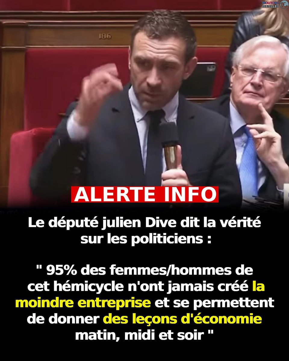 CANNETEX's tweet image. 🔴💸 ALERTE : le député Sebastien Dive dit la vérité sur les politiciens députés :

"95% des femmes/hommes de cet hémicycle n'ont jamais créé la moindre entreprise et se permettent de donner des leçons d'économie matin, midi et soir.
