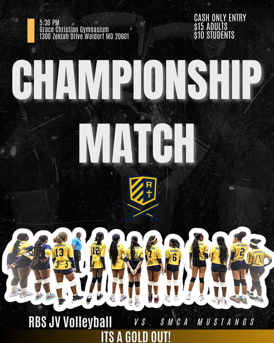VOLLEYBALL NEEDS TOU THIS MONDAY NIGHT!!!

Championship games for both Varsity and JV!! Monday Night…

#RiverdaleBaptistSchool #RiverdaleVolleyball