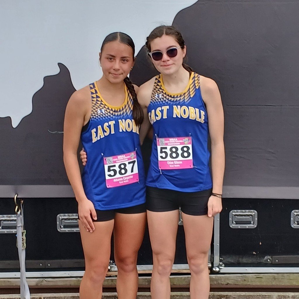 ENKnights's tweet photo. East Noble XC Runners Johanna Carpenter and Chloe Gibson competed in the IHSAA State Meet today!

Johanna finished 115th and Chloe finished 42nd. 

Congrats to both ladies on great careers! https://t.co/DgBR2h8vWA