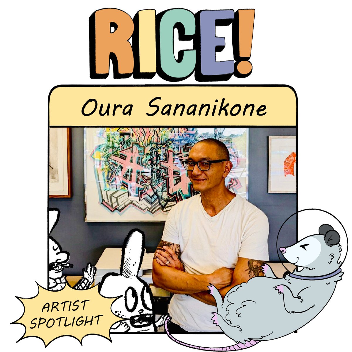 rice_rva's tweet photo. 🌠ARTIST SPOTLIGHT🌠

🛸Oura Sananikone has been making comics and zines for a long time. He graduated from VCU in 2000 with a major in Painting and Printmaking and his work has been featured in such publications as Punchline, Wadi, the Drama, Chew on This, RVAmag, and https://t.co/CpaKkYrAjy